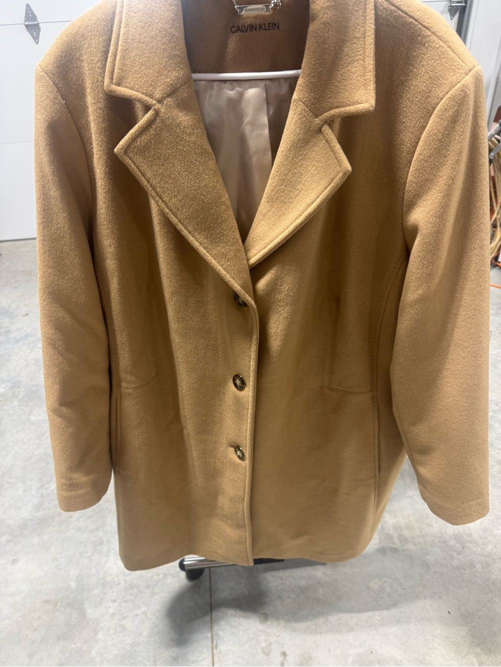 Calvin Klein Women's Camel Single-Breasted Pea Coat
